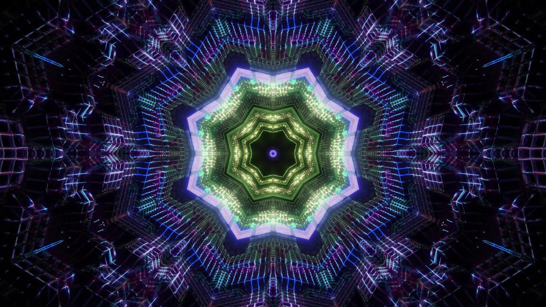 Green and blue 3d kaleidoscope illustration for background or texture photo