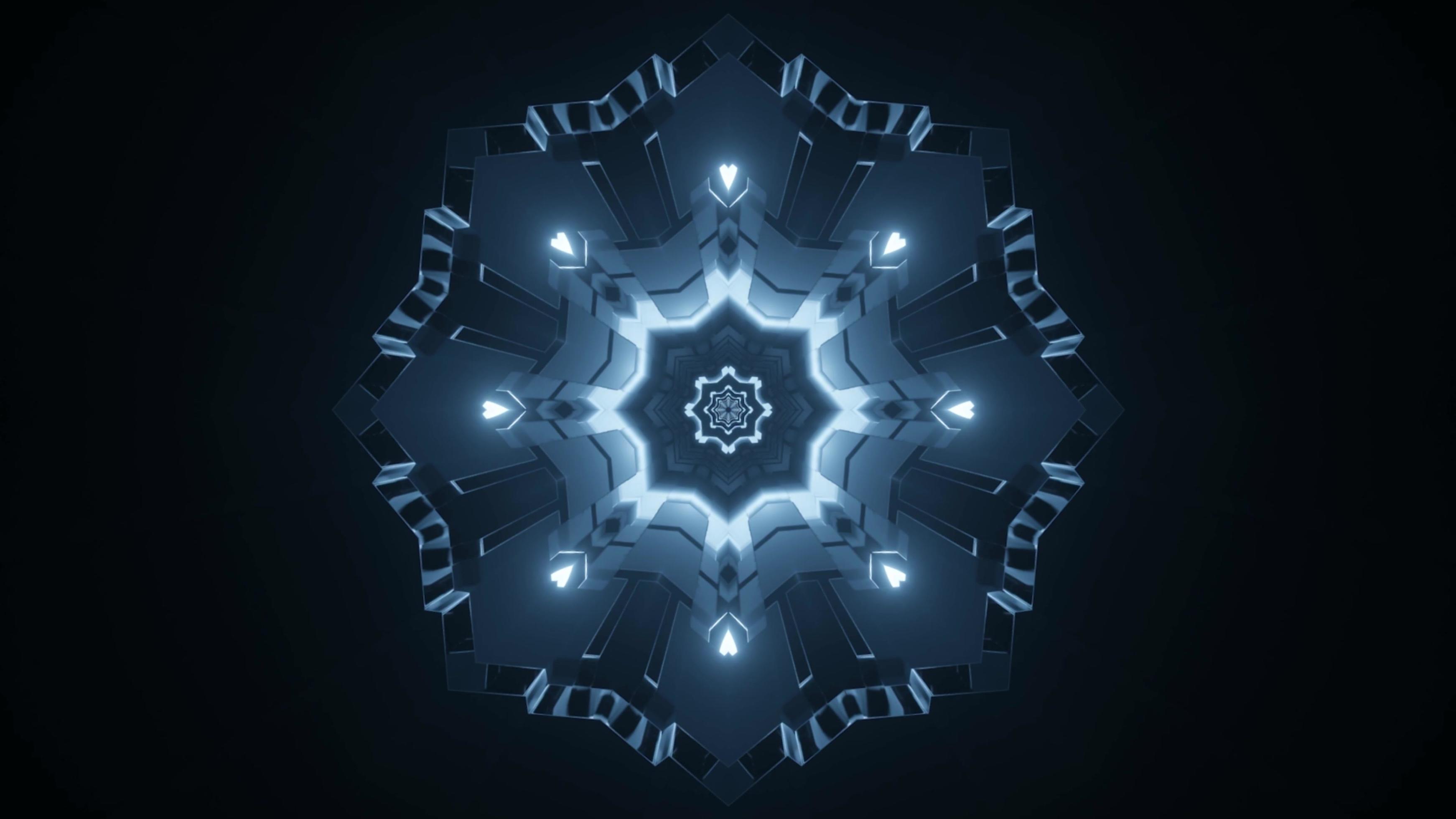 3D kaleidoscope snowflake design illustration for background or texture