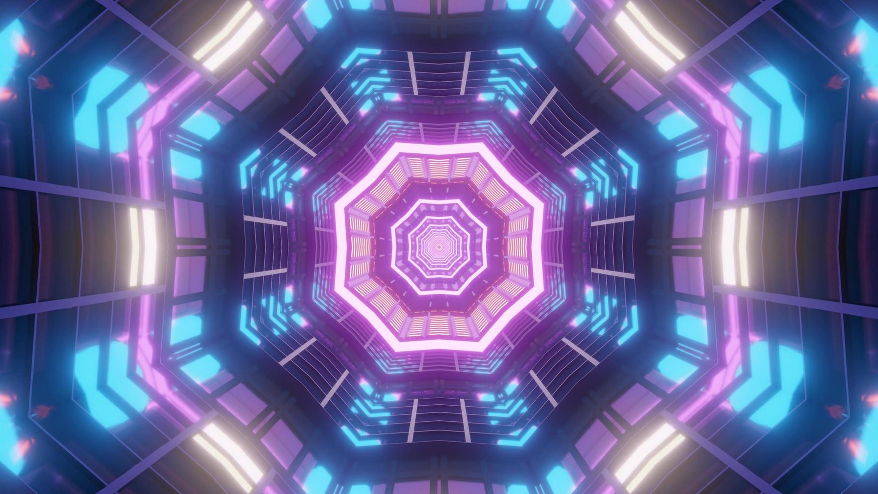 3D kaleidoscope tunnel design illustration for background or texture photo