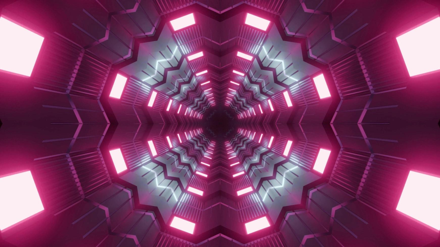 3D kaleidoscope tunnel design illustration for background or texture photo