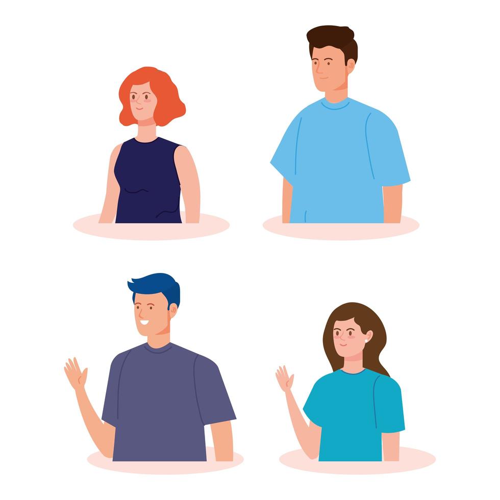 young people avatar characters vector