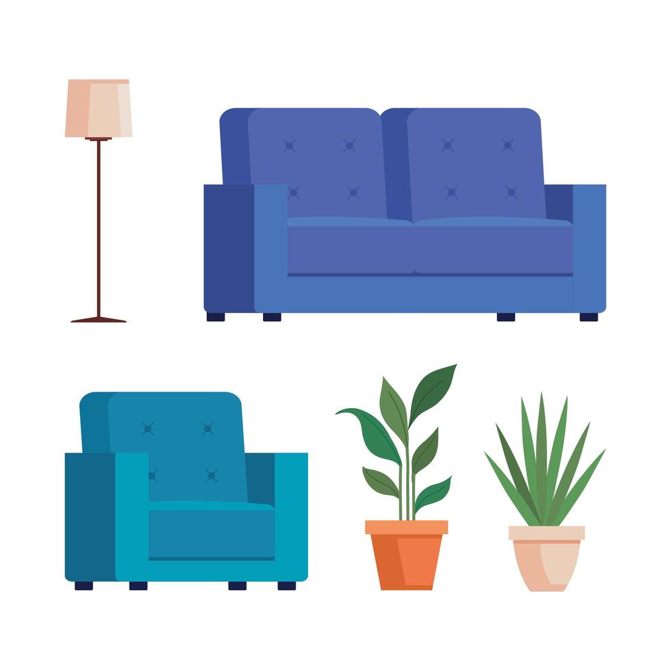 set of indoor furnitures vector