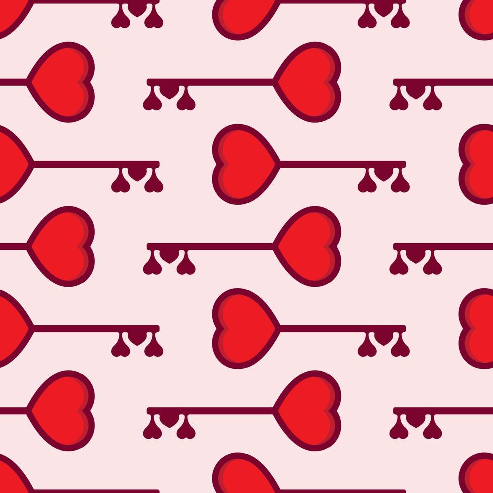 Heart key. Valentine's day seamless pattern vector