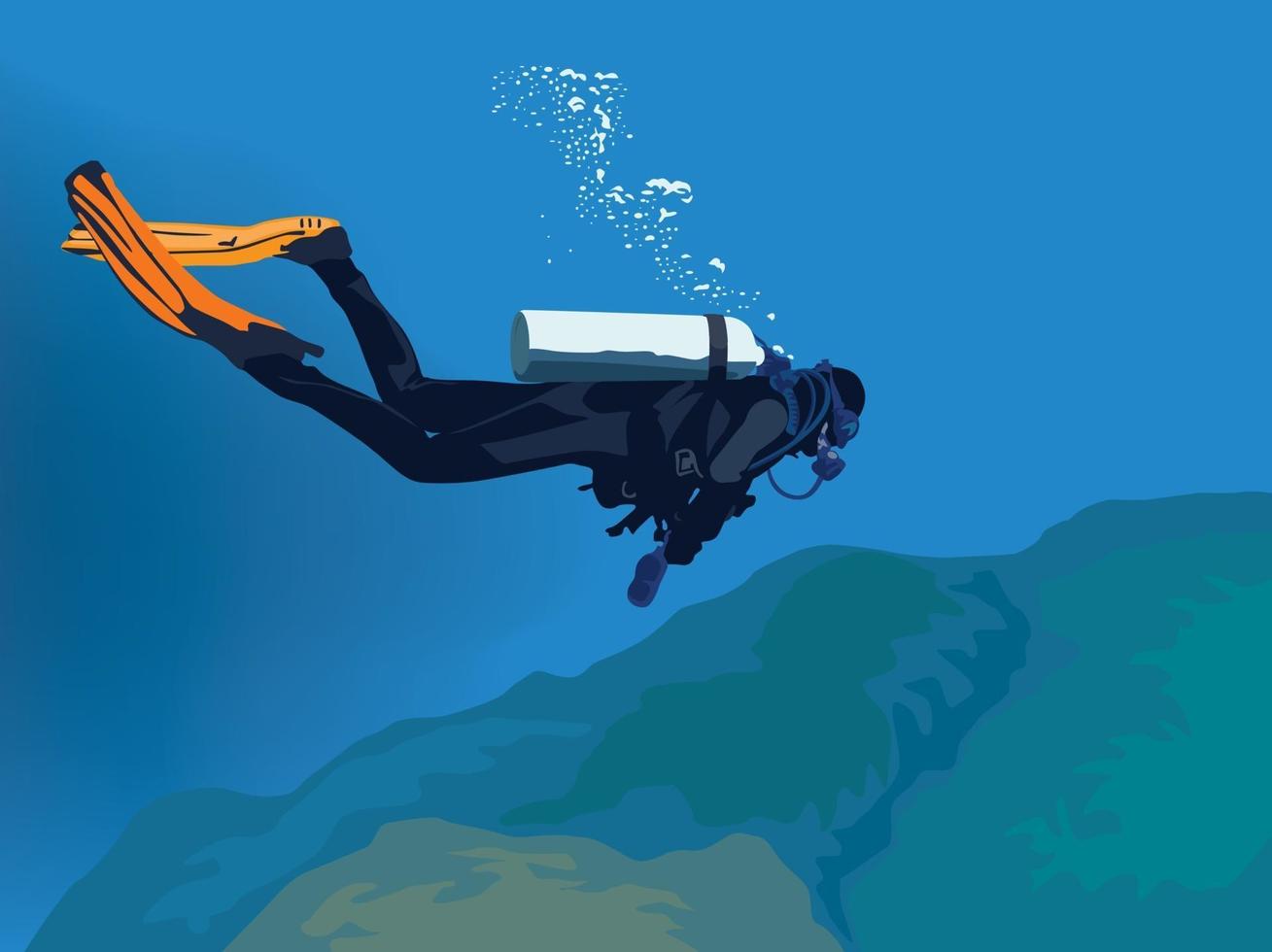 Scuba Diving on illustration graphic vector