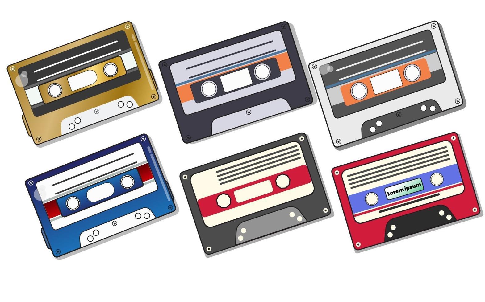 Audio cassette tapes isolated vector