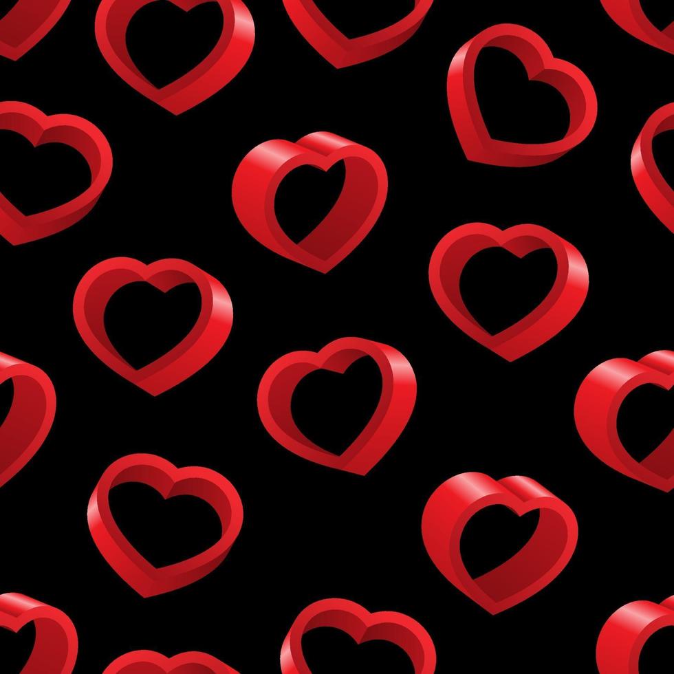 3d heart seamless pattern vector