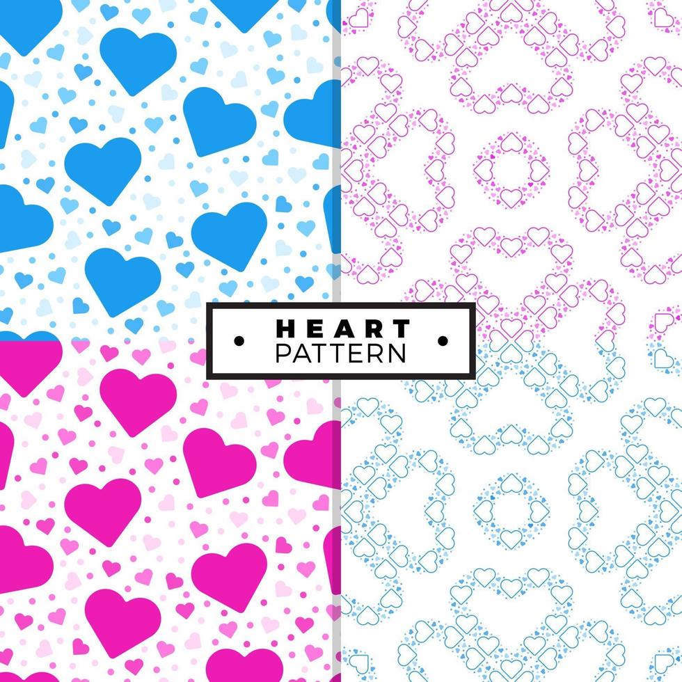 Heart seamless pattern set vector