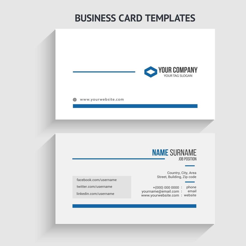 Double-sided Modern Business Card Template. Stationery Design, Flat Design, Print Template, Vector illustration.