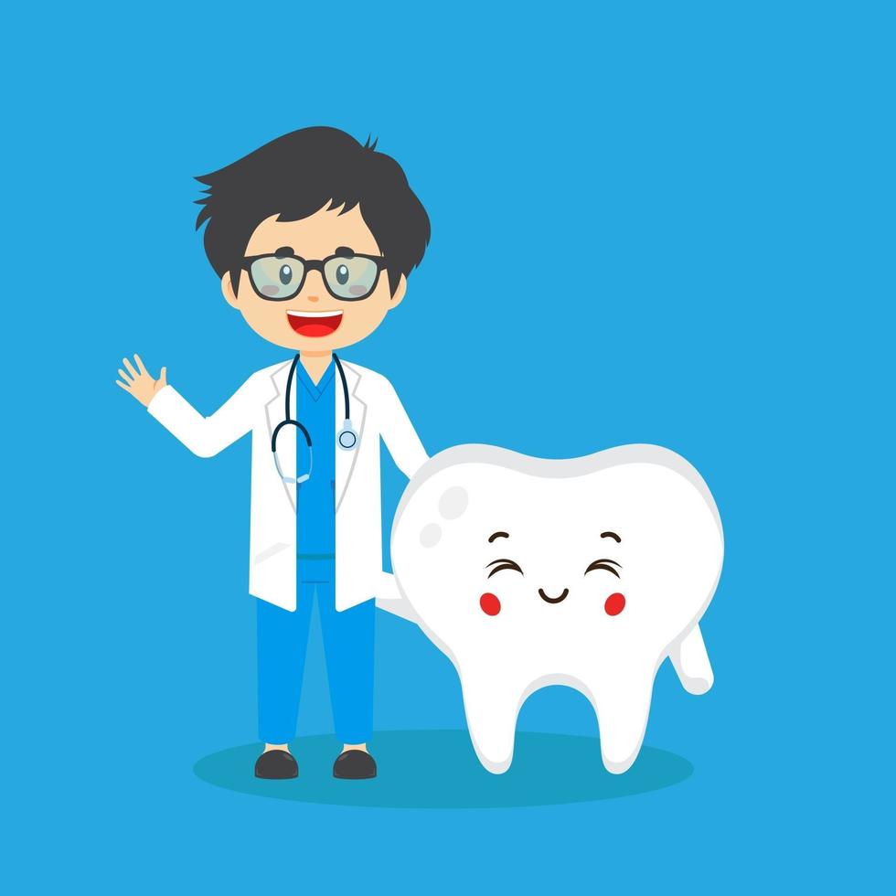 Cute Doctor with Teeth Character vector