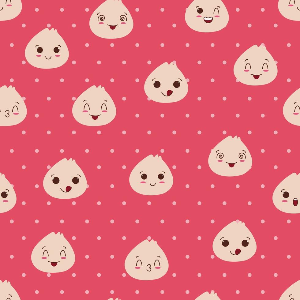 Cute or kawaii dumpling seamless pattern vector