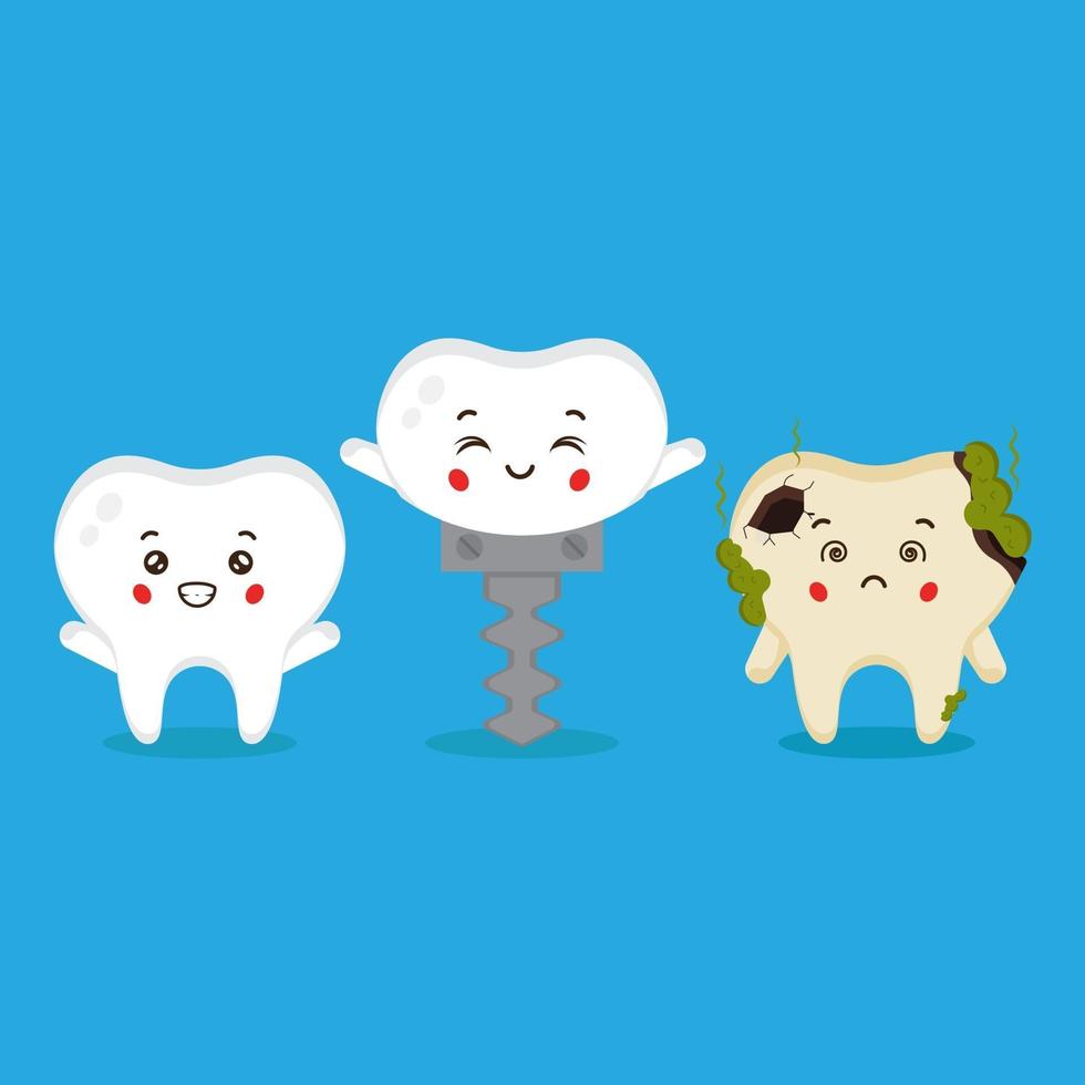 Cute Tooth with Various Shape Set vector