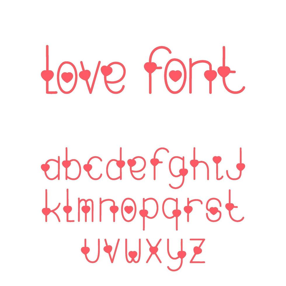 Love font with heart shape vector