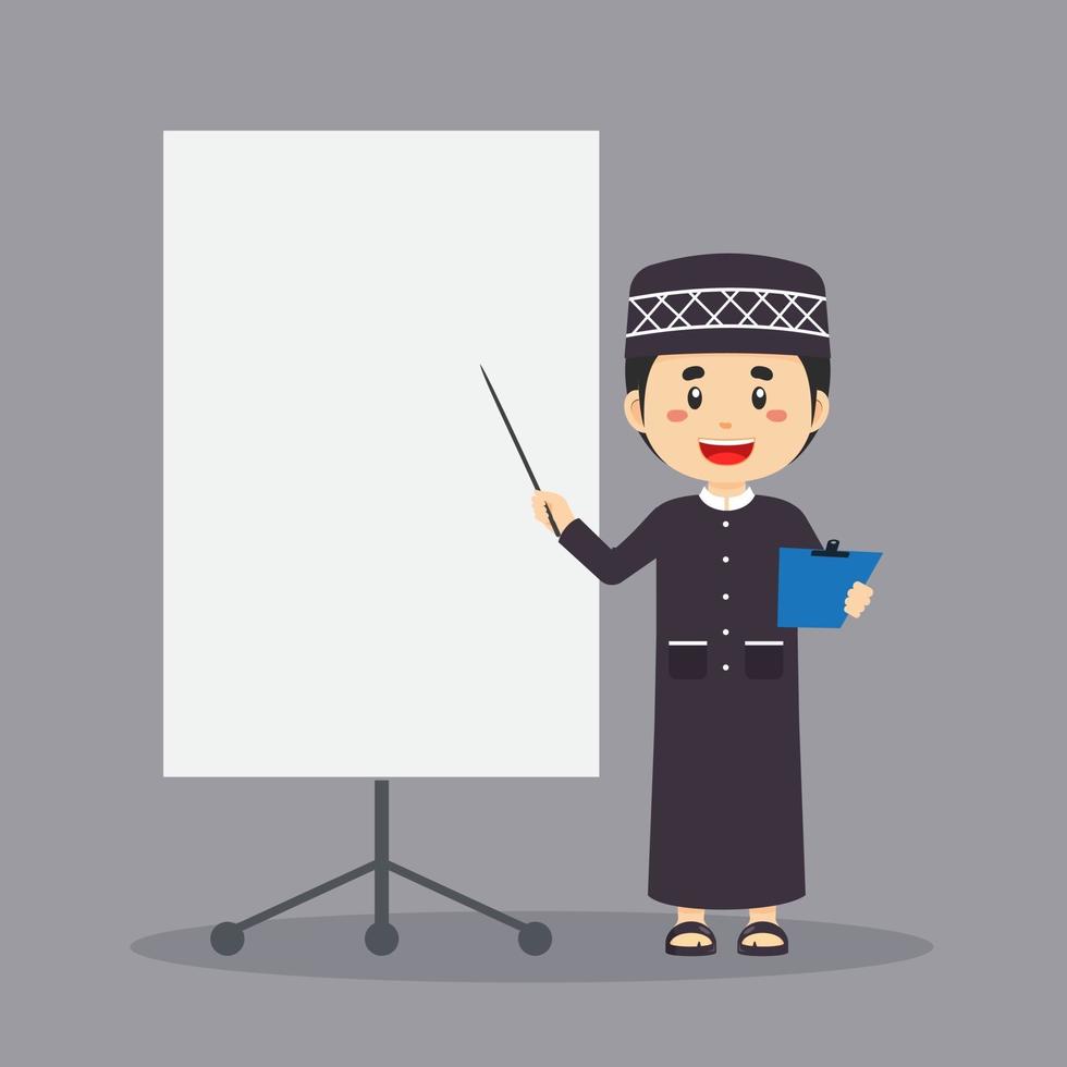 Muslim Character with Blank Board vector