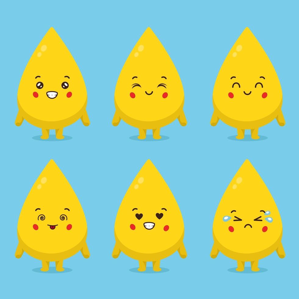 Cute Oil Characters With Various Expression vector