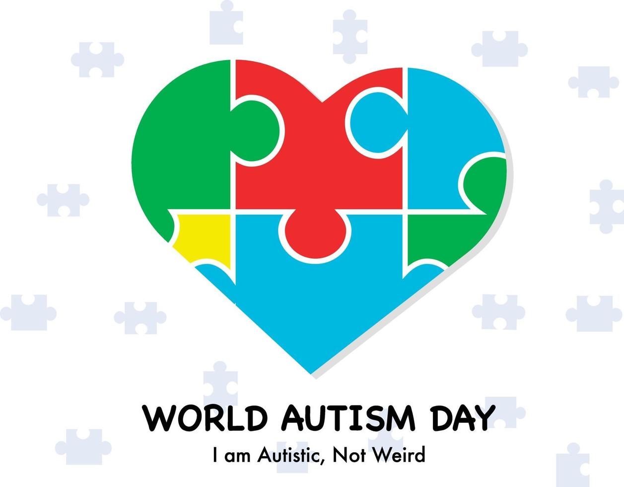 World Autism Day With Heart Puzzle Vector