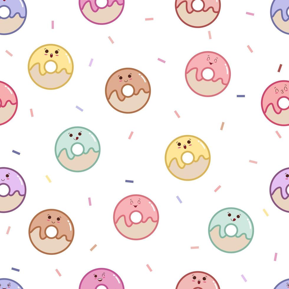 Colorful cute donut seamless pattern vector