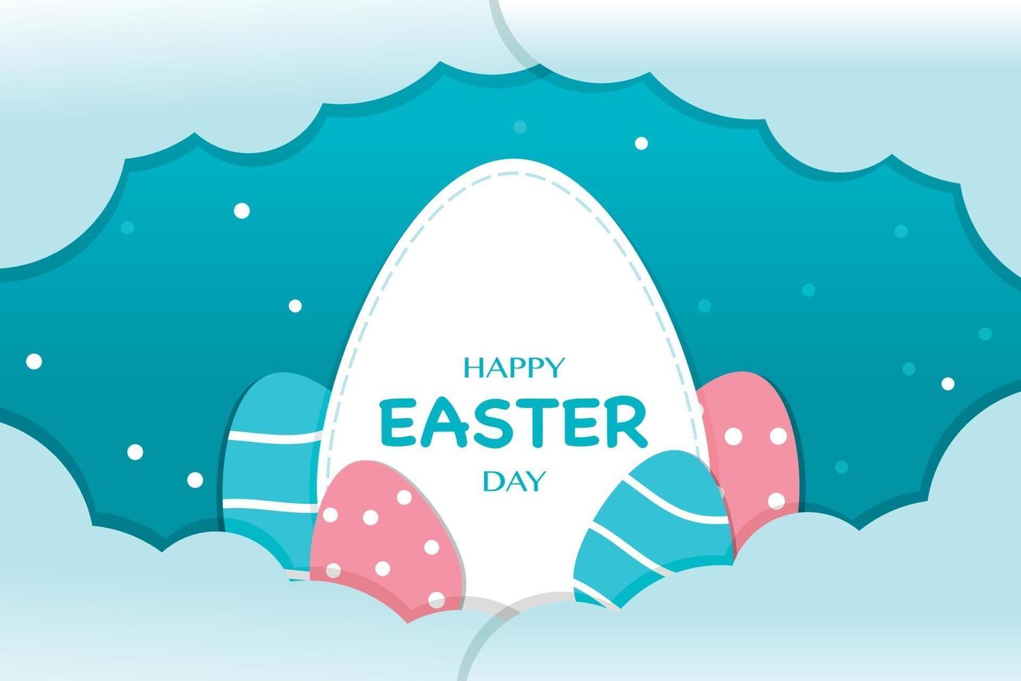 Happy Easter Day Paper Style Vector