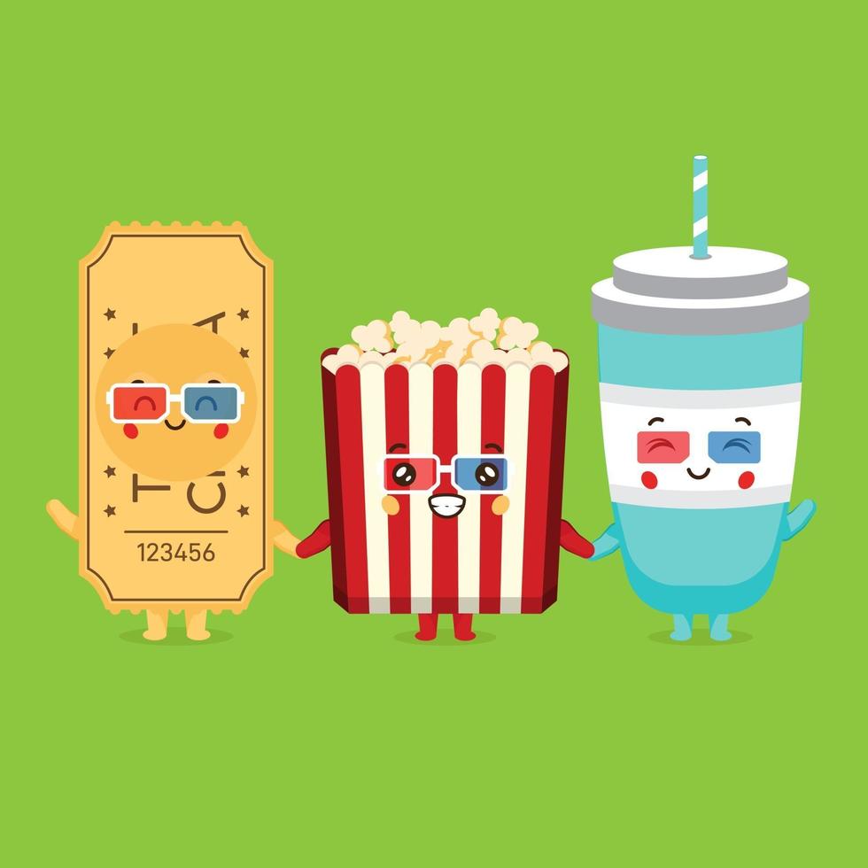 Stock Vector Cute Character Cinema Set