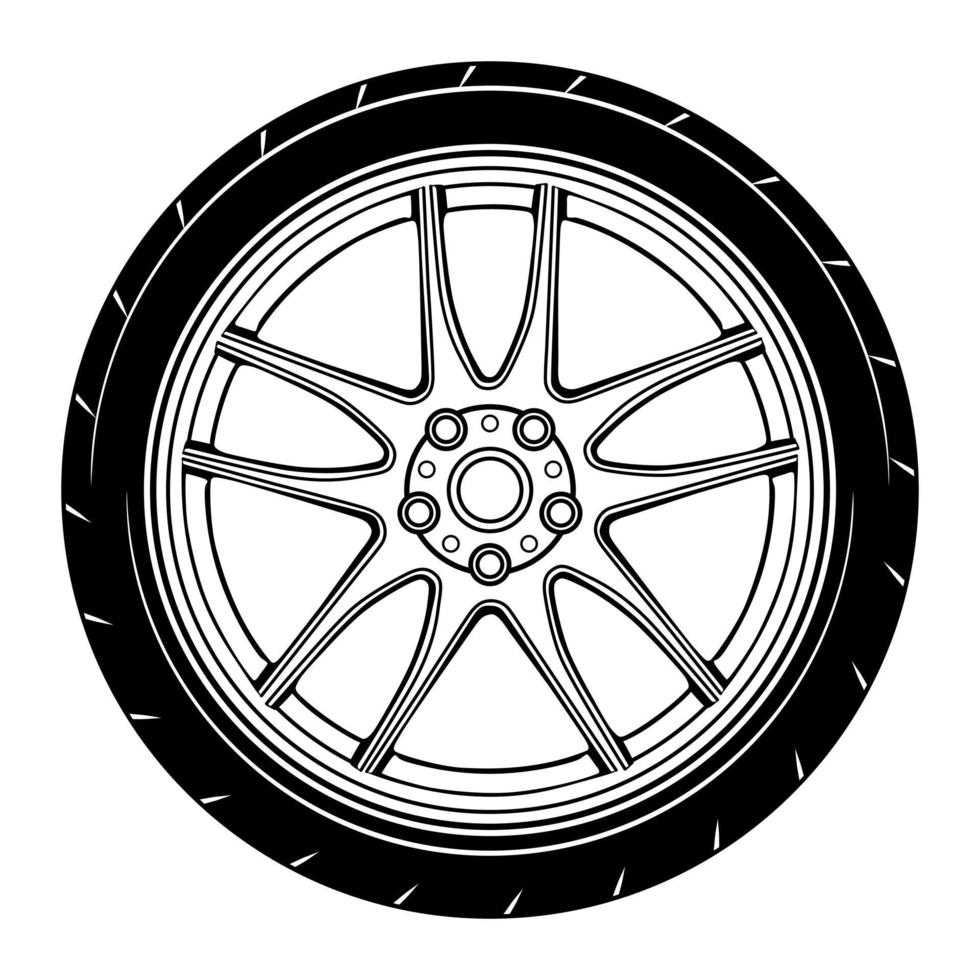 Car wheel illustration for conceptual design vector