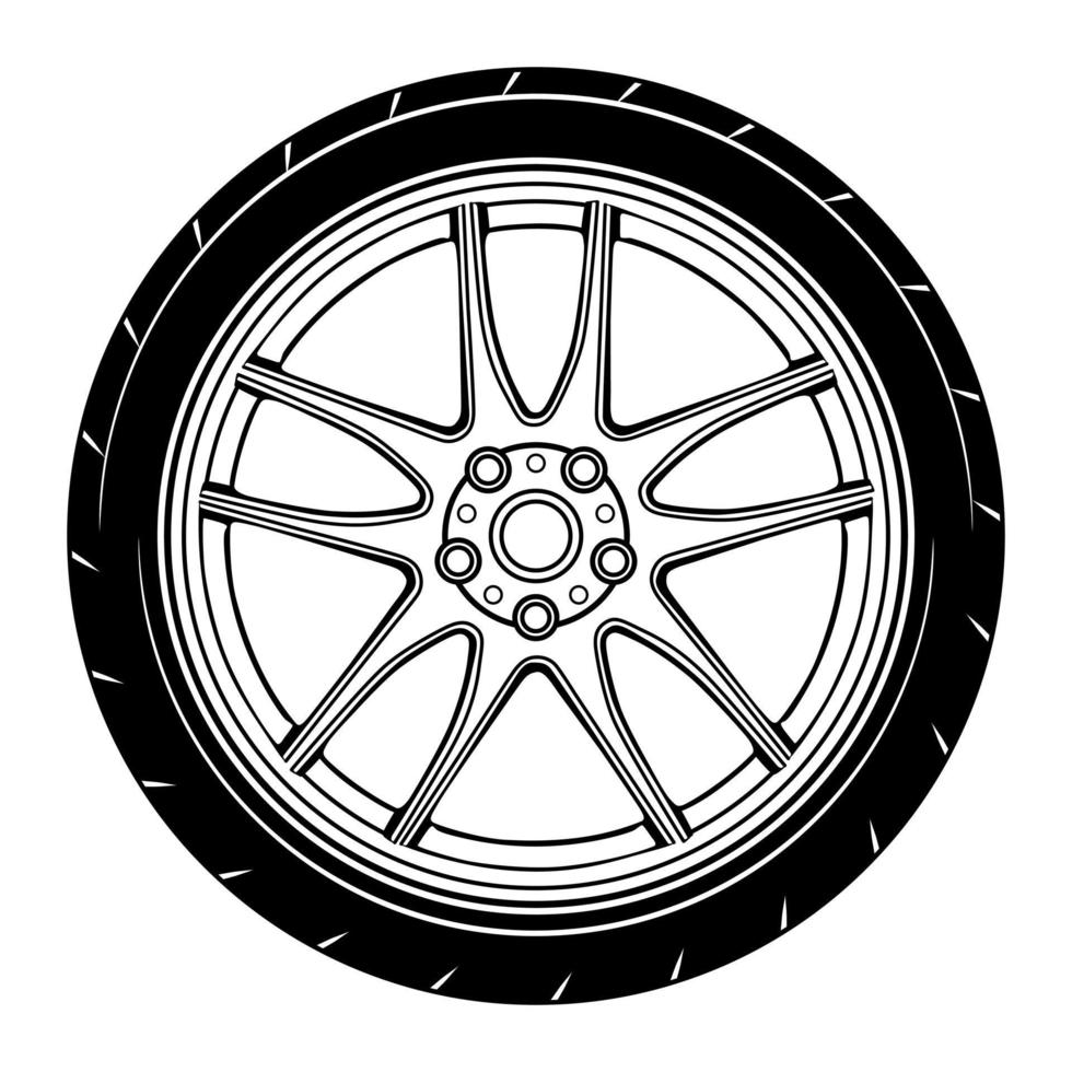 Car wheel illustration for conceptual design vector