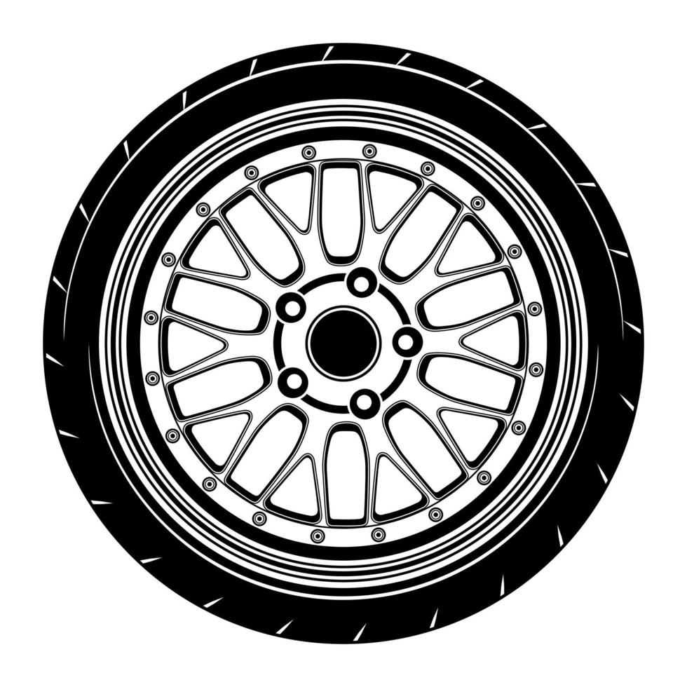 Car wheel illustration for conceptual design vector