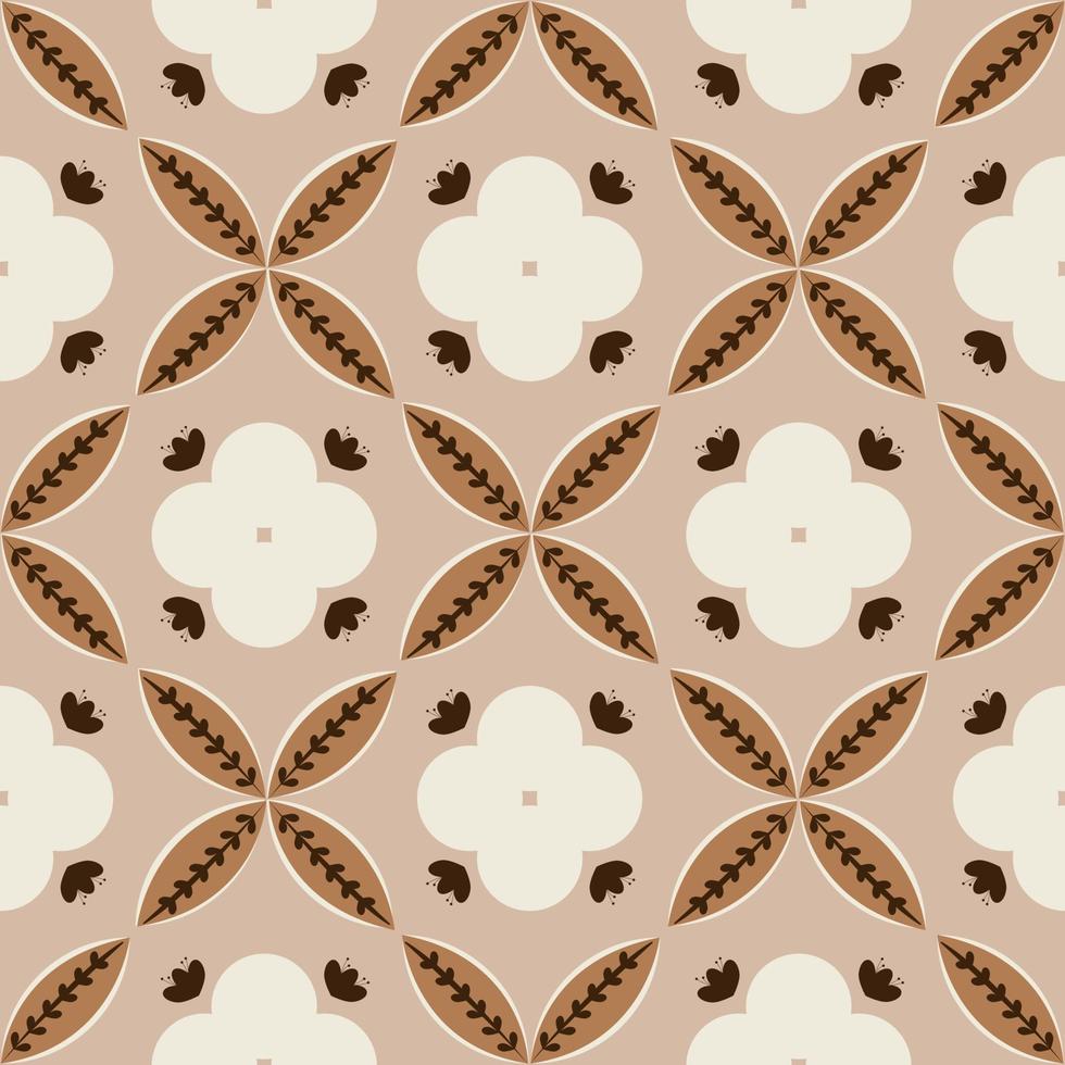 Floral pattern based on Batik Kawung motifs. Seamless batik pattern. vector