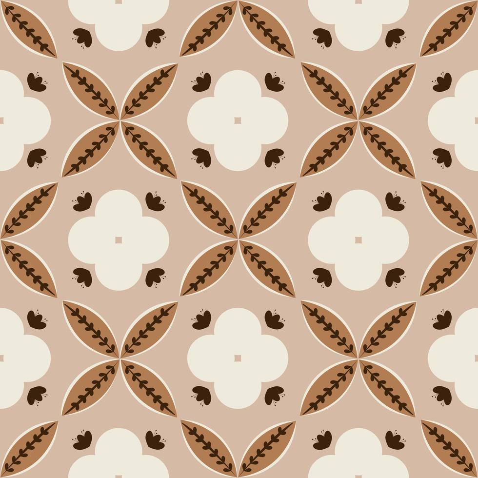 Floral pattern based on Batik Kawung motifs. Seamless batik pattern. vector