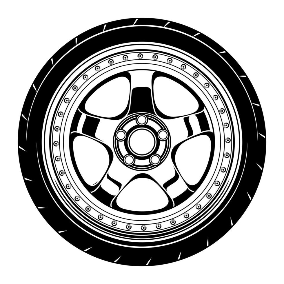 Car wheel illustration for conceptual design vector