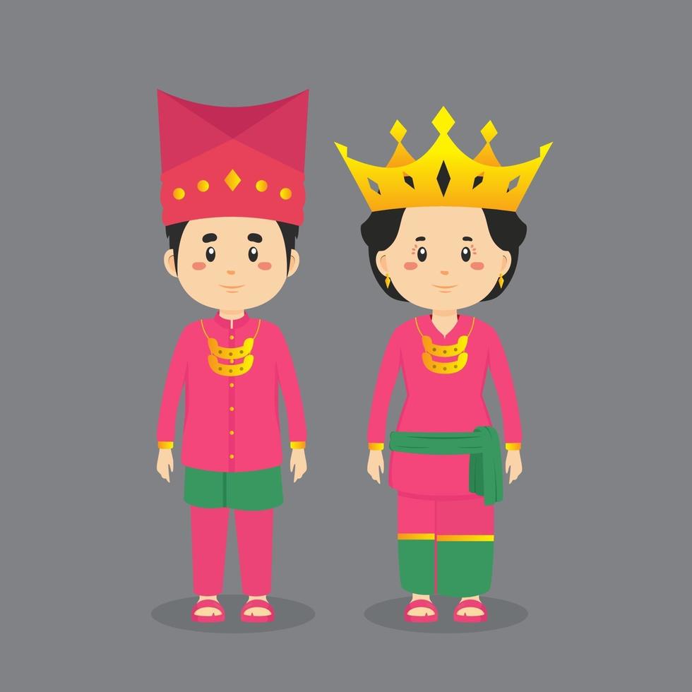 Couple Characters Wearing Jambi Traditional Dress vector