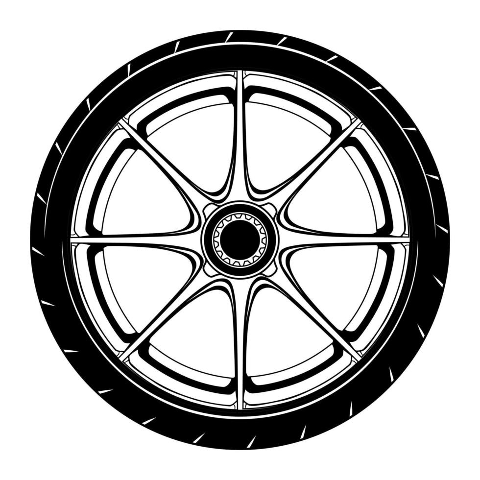Car wheel illustration for conceptual design vector