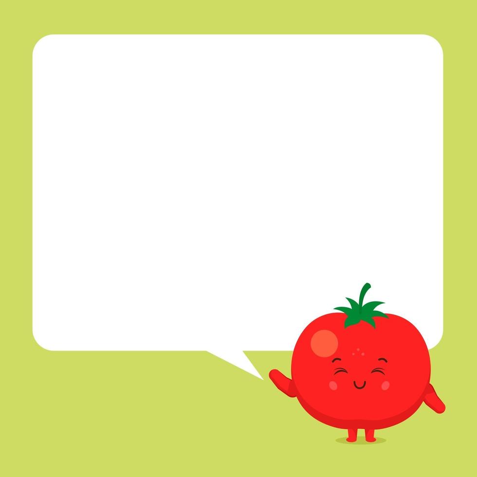 lindo tomate con bocadillo vector