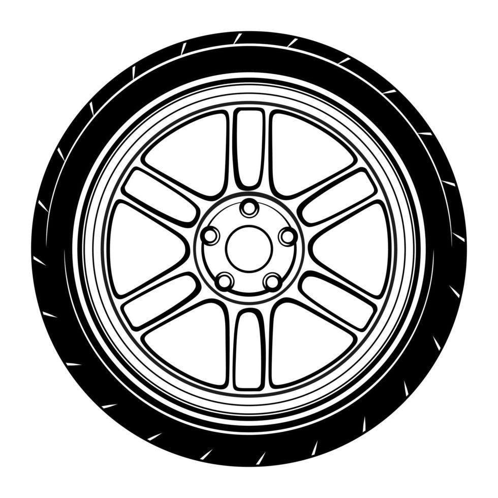 Car wheel illustration for conceptual design vector