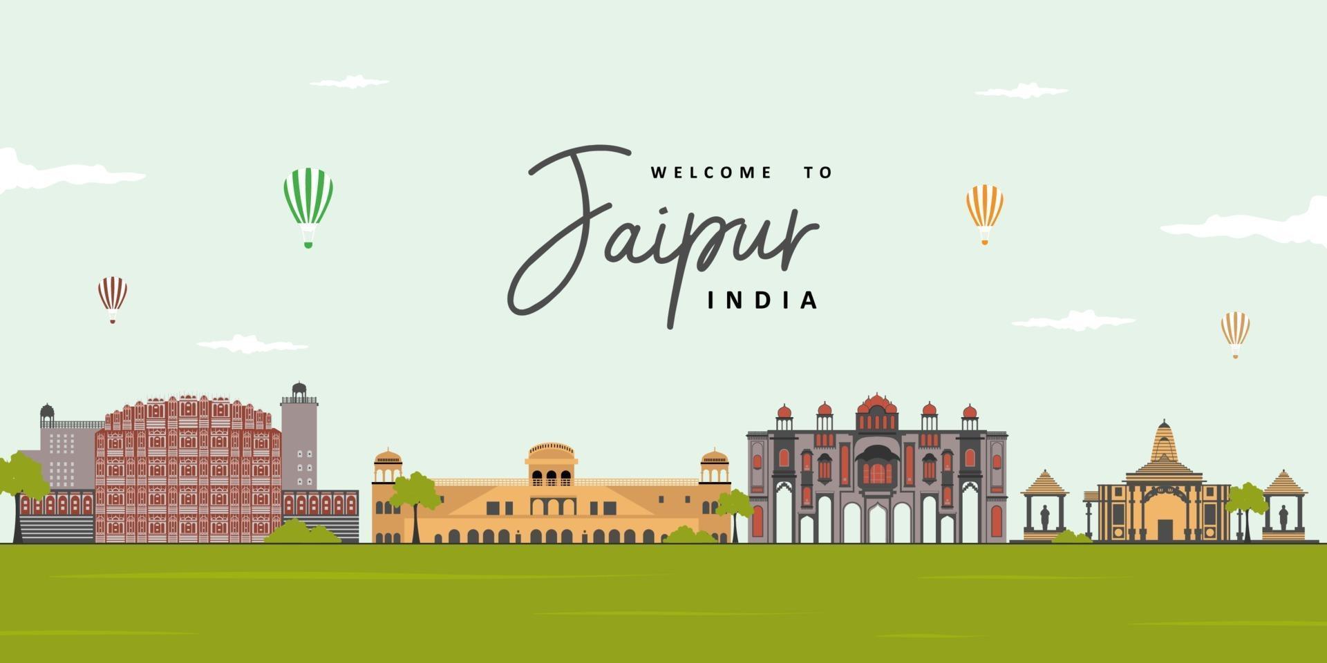 Jaipur skyline, Rajasthan, India. City landscape view of famous landmark at Jaipur. Tourist attraction and UNESCO World Heritage site. Highly recommended for tourist visit and vacancy. vector