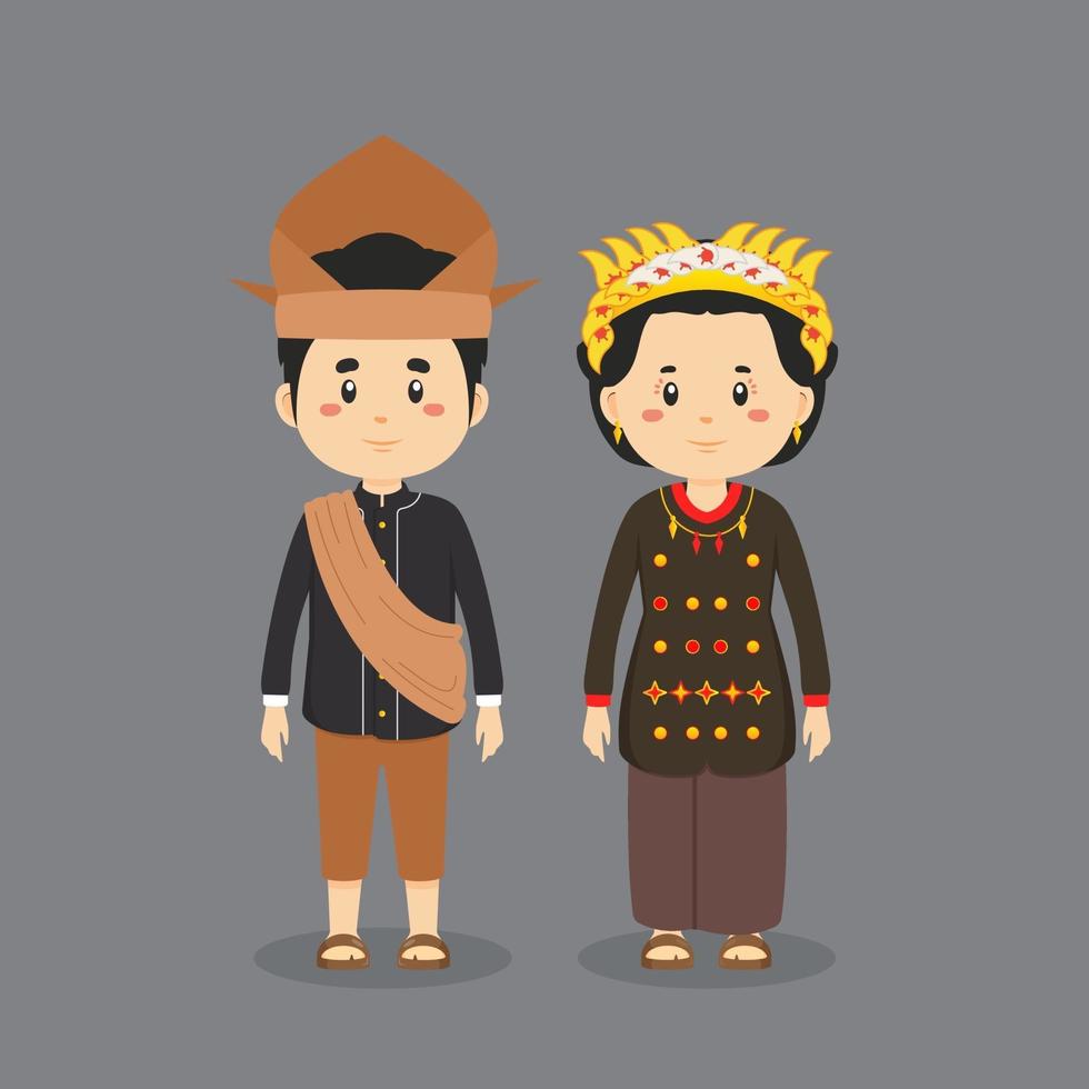 personaje de pareja vistiendo traje tradicional sulawesi medio vector