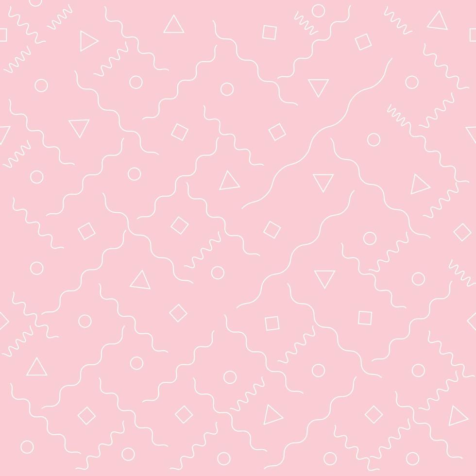 White geometric shape pattern over pink background. Seamless geometric background. vector