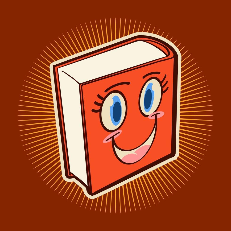 libros, sonrisa, caricatura, vector, ilustración, diseño vector