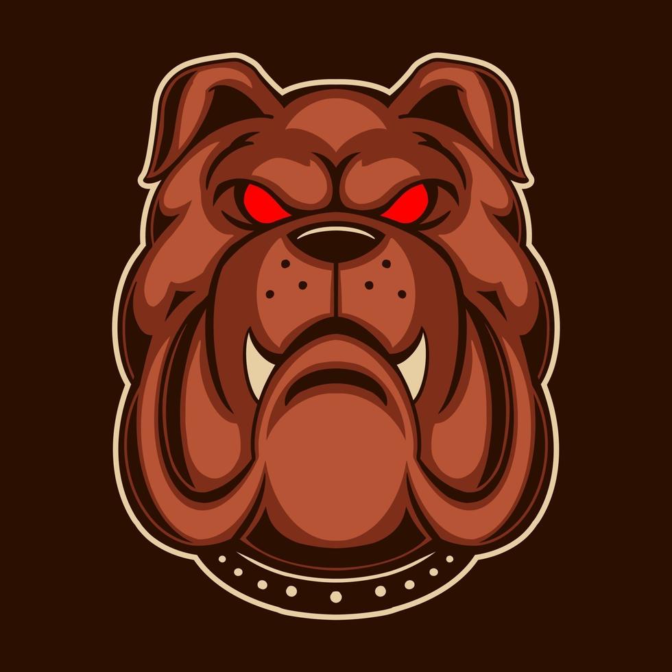 Diseño de ilustración de vector de bulldog aislado sobre fondo oscuro