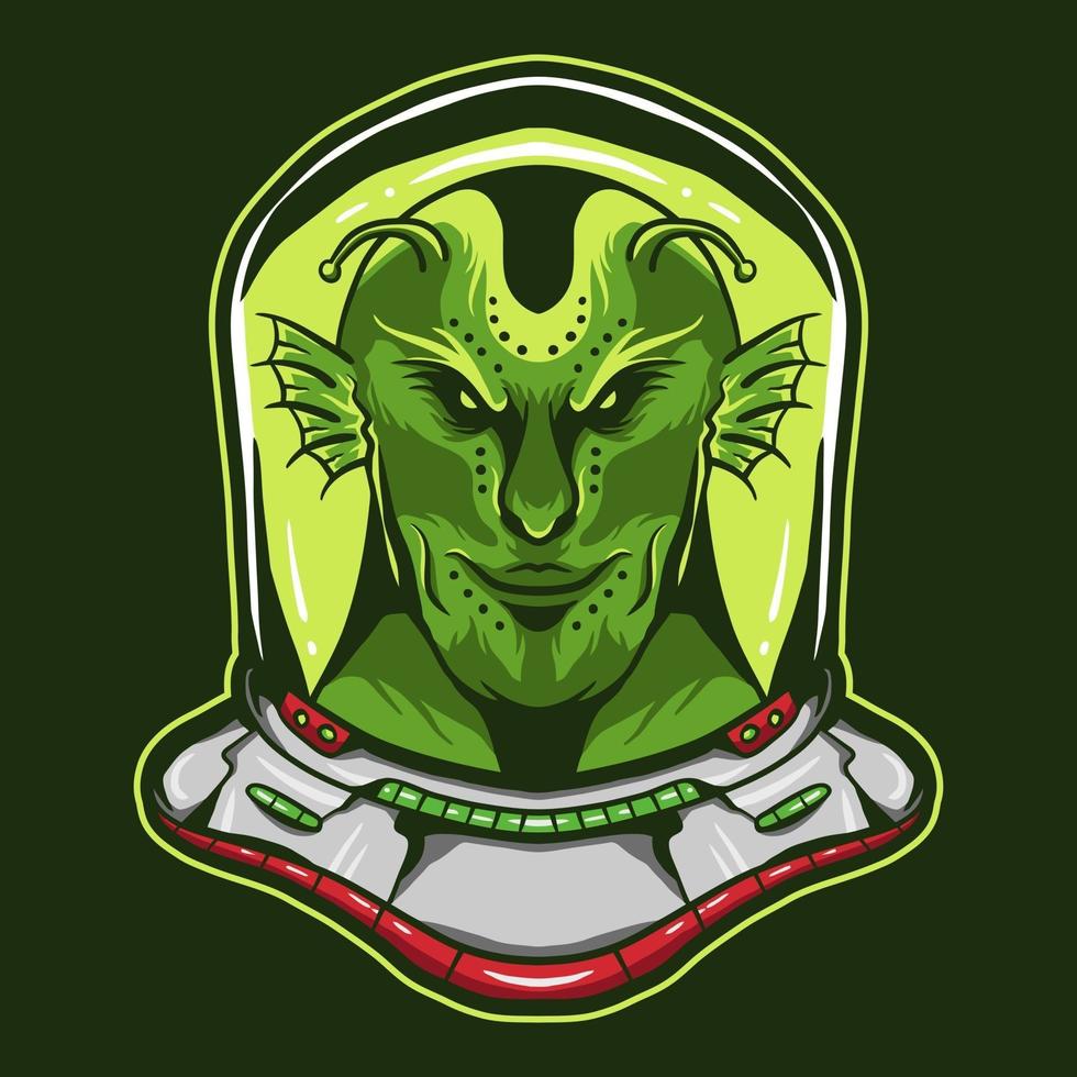 alien wearing astronaut helmet vector design