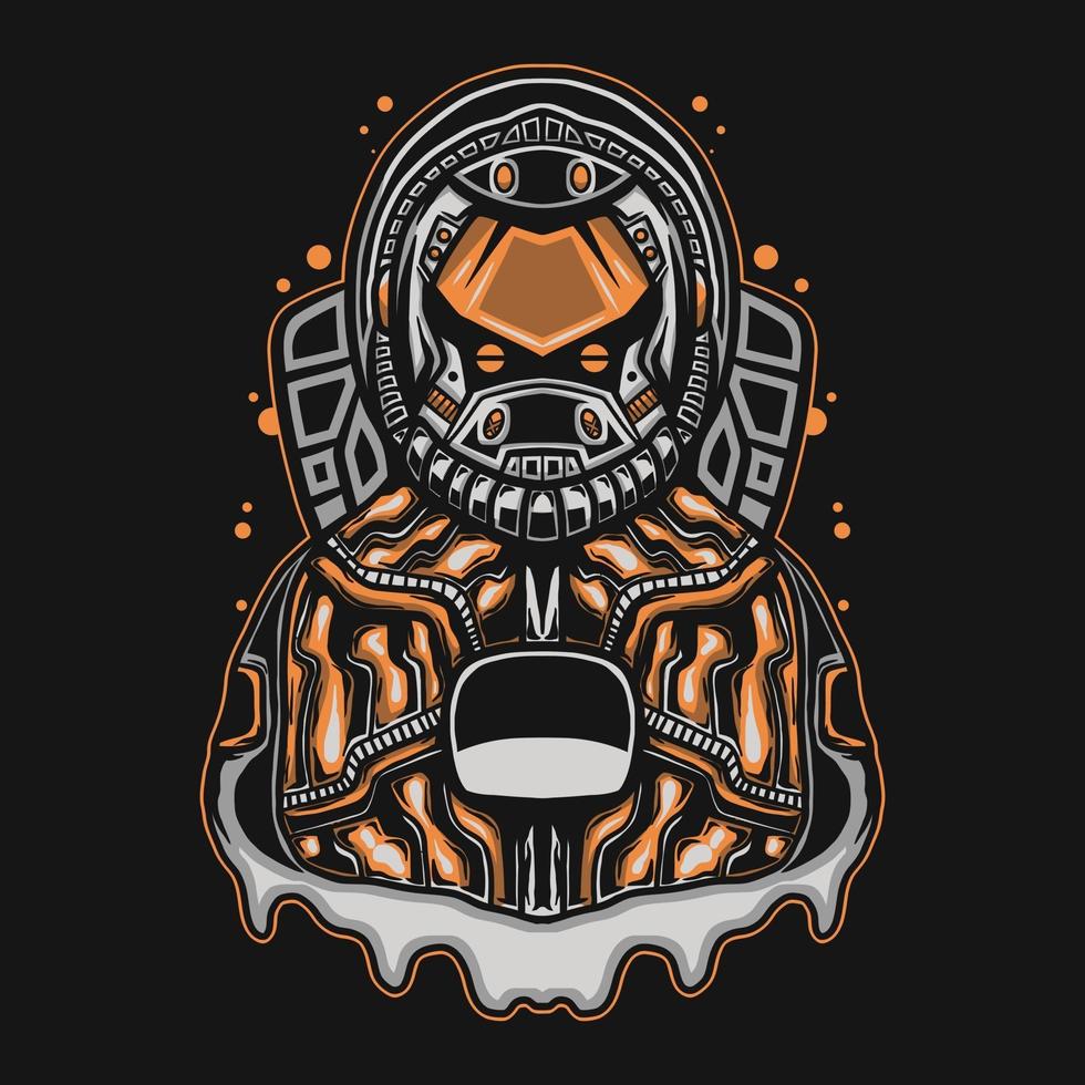 astronauta con ilustración de vector de traje naranja