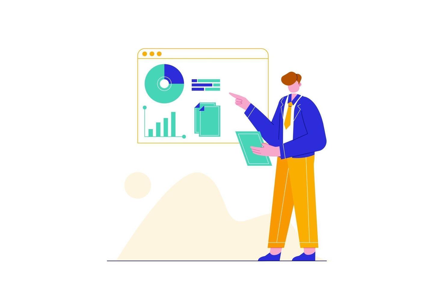 People are analyzing data concept illustration. Auditing, financial consulting business, and planning. Can use for web banner, landing page, and hero image. vector