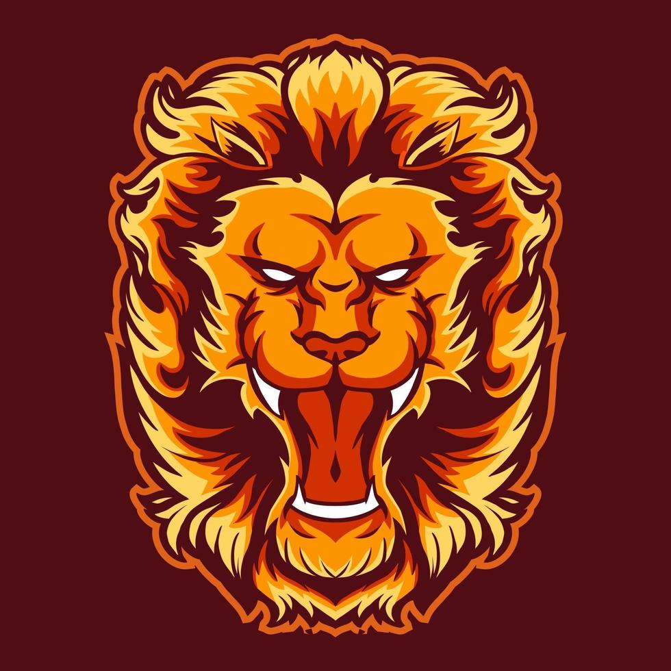 lion head vector illustration on fire