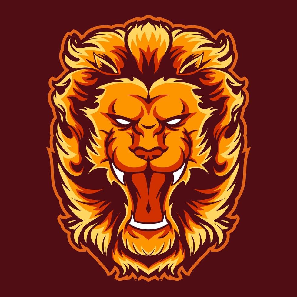 lion head vector illustration on fire