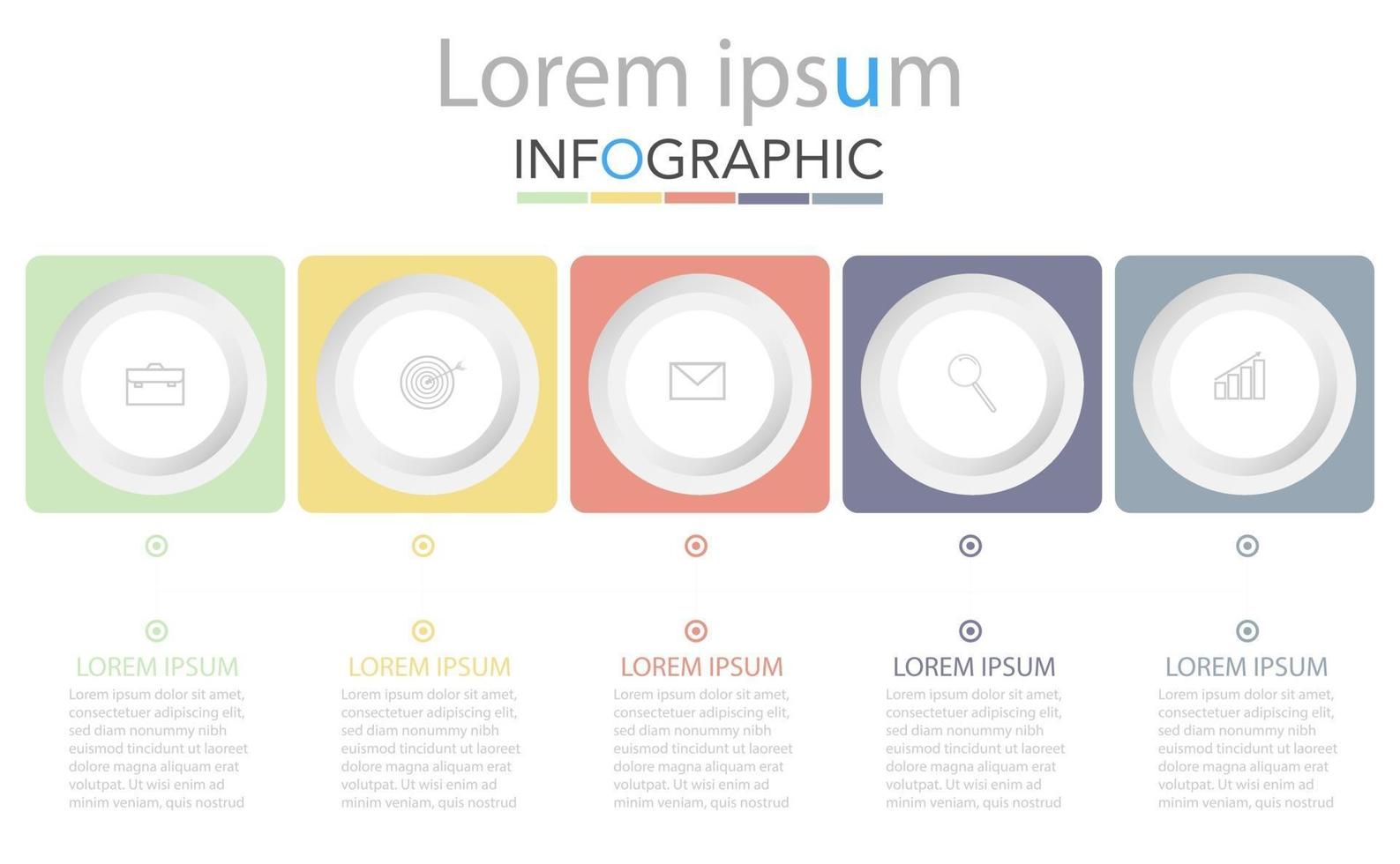 Minimal timeline circle infographic template five options or steps. vector