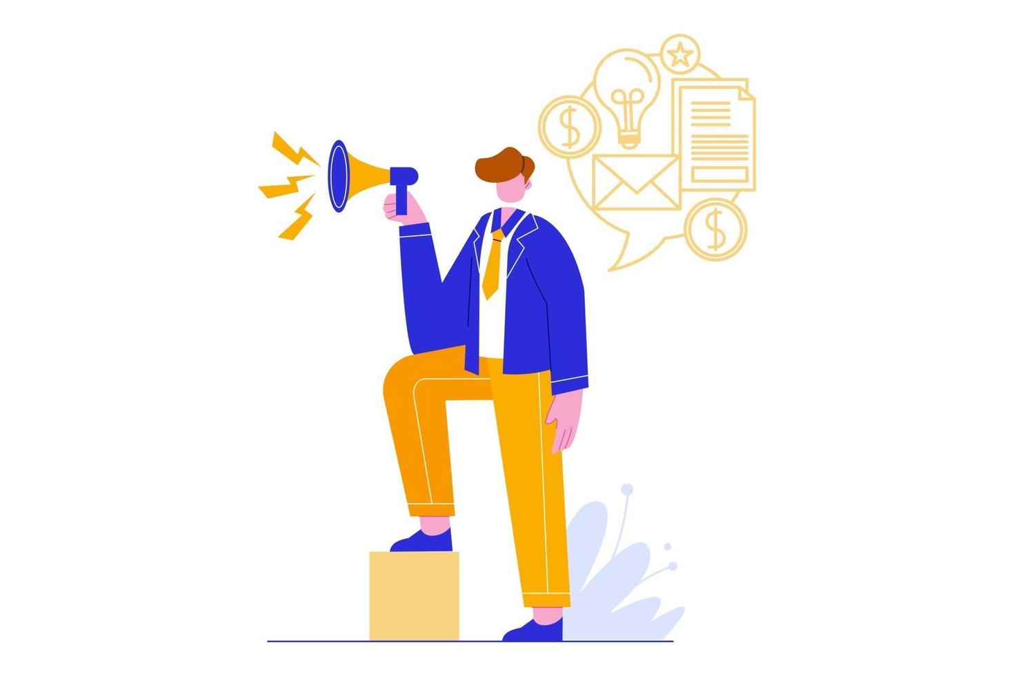 Vector illustration people promotion business on internet. Business online concept flat illustration.