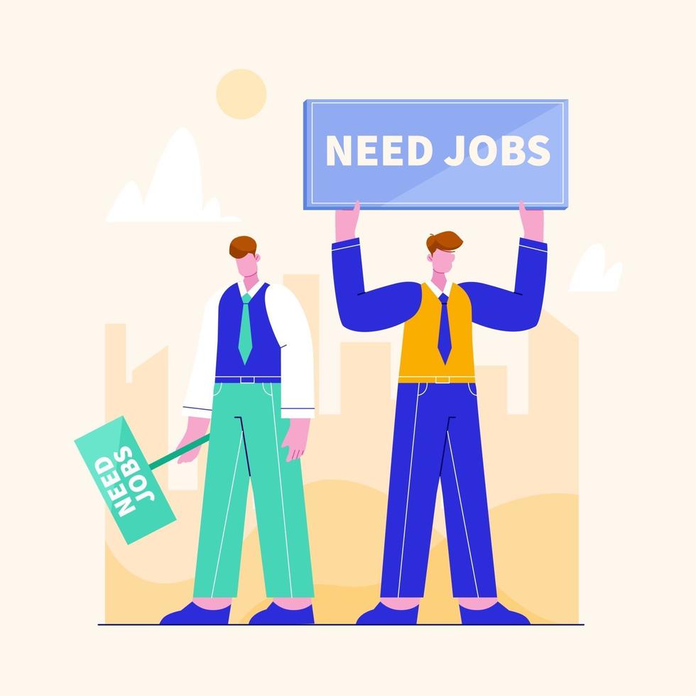 Illustration of job search concept. Person looking for jobs. Idea of resource, career and money vector