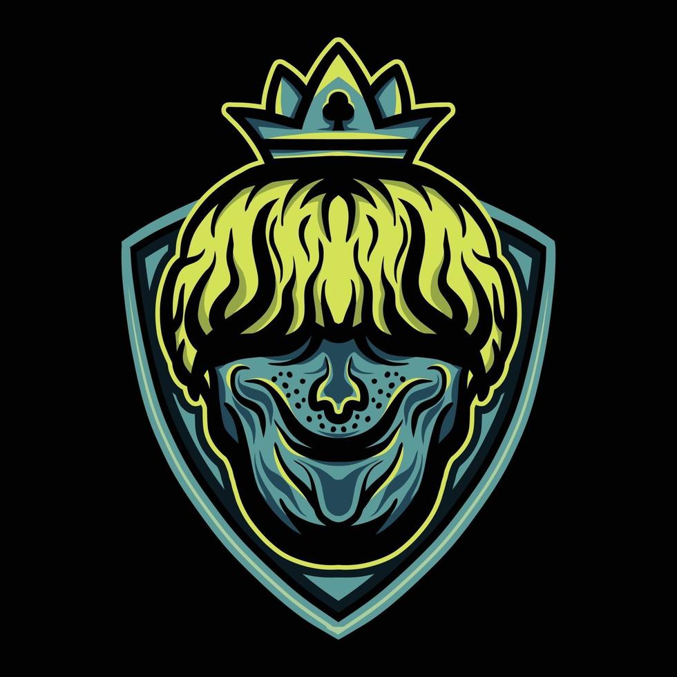 king head wearing crown vector illustration