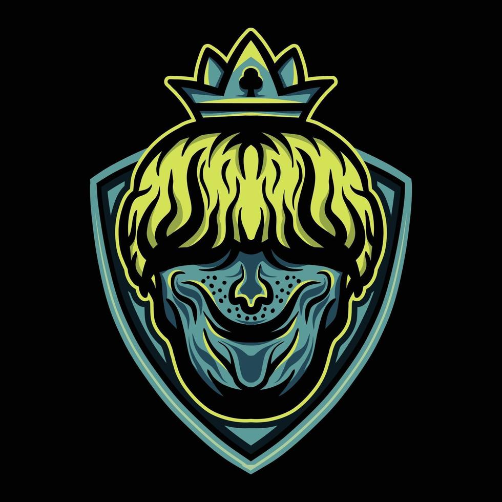 king head wearing crown vector illustration