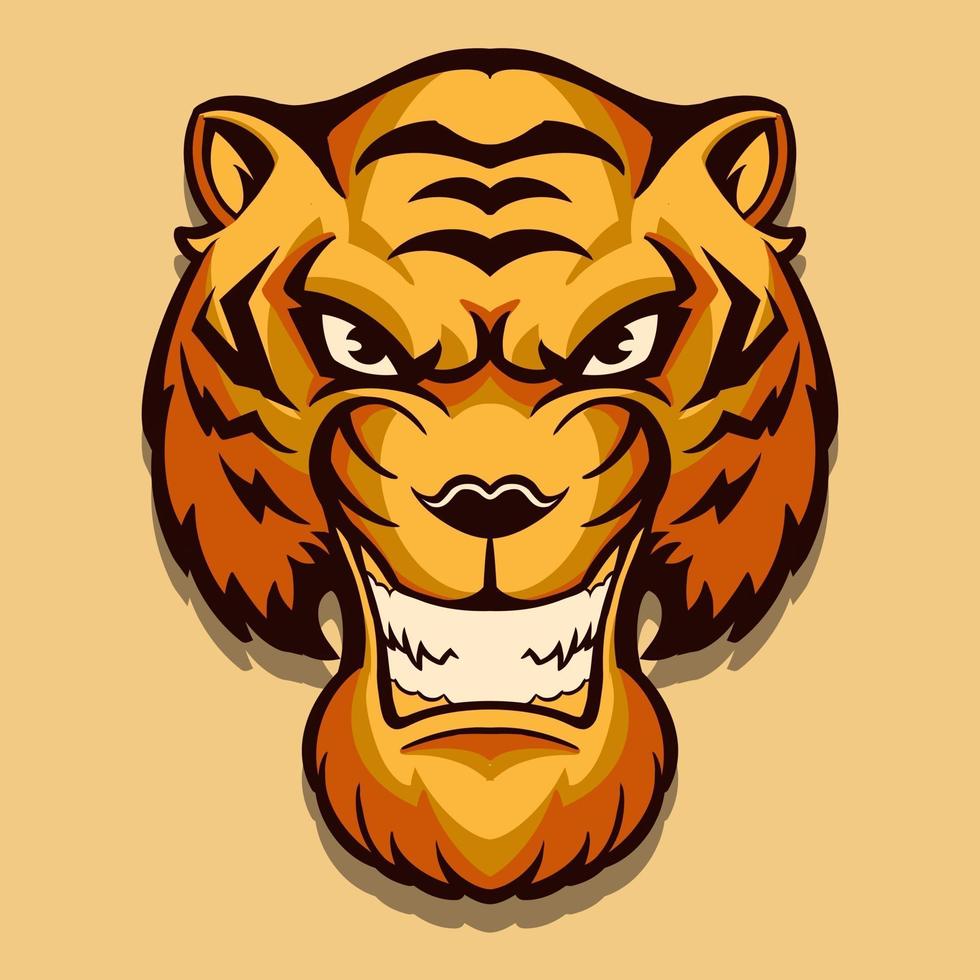 Diseño de ilustración de vector de cabeza de tigre aislado sobre fondo claro