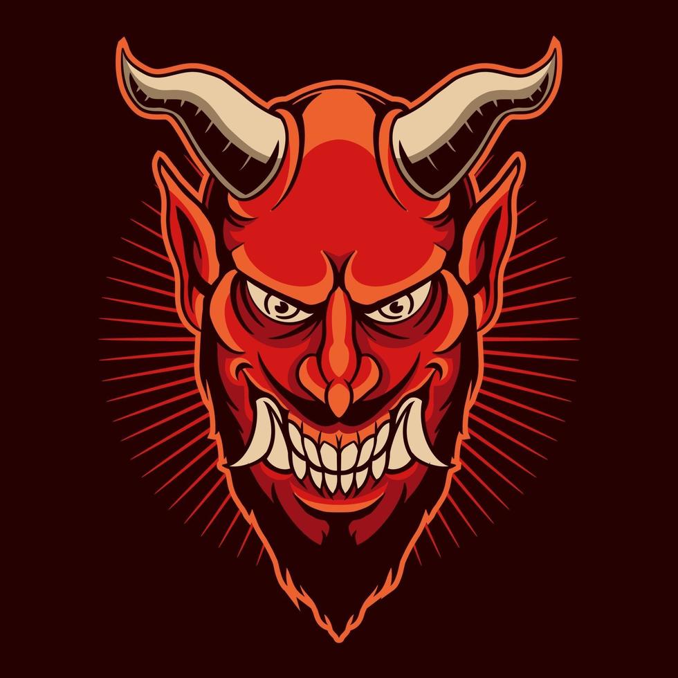 Diablo rojo enojado, diseño de ilustraciones vectoriales vector