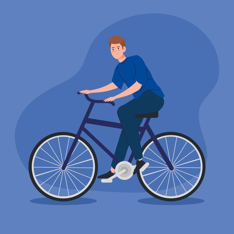 young man riding a bicycle avatar character vector